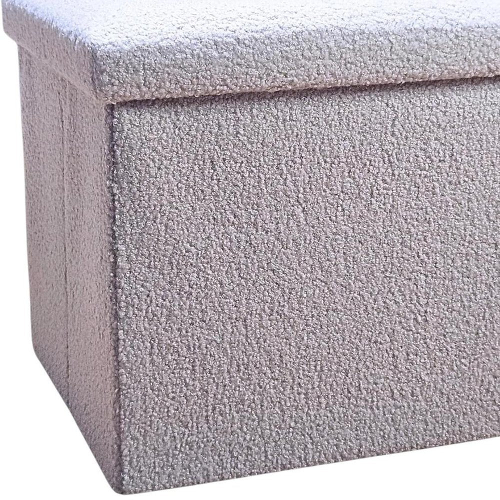 12" Gray Boucle Cube Ottoman With Storage