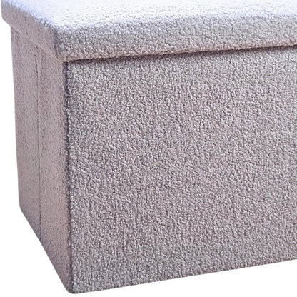 12" Gray Boucle Cube Ottoman With Storage