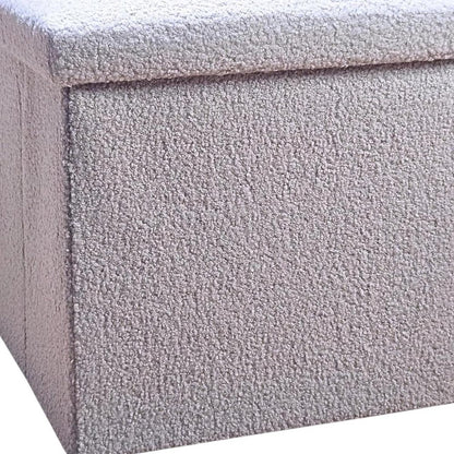 12" Gray Boucle Cube Ottoman With Storage
