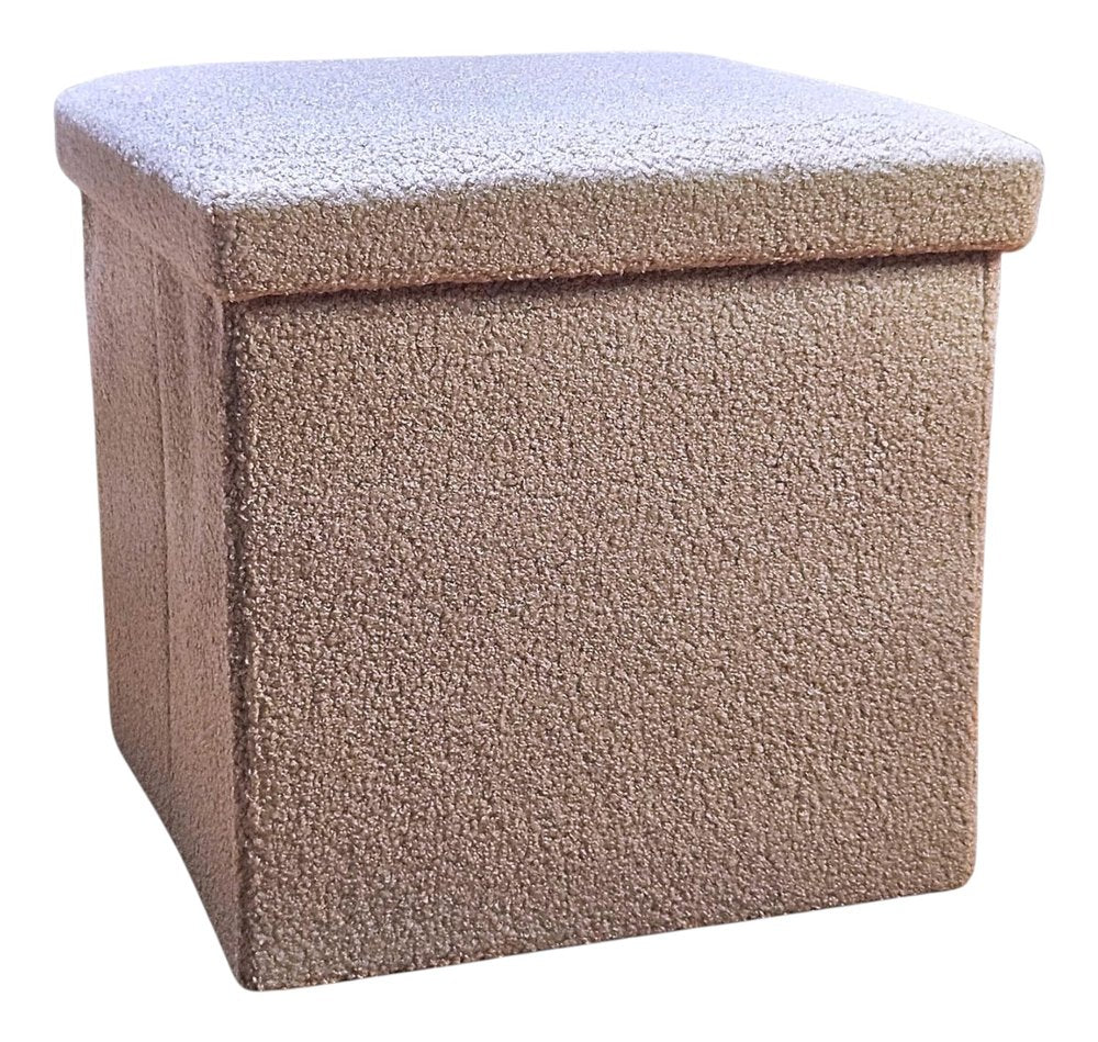 30" Taupe Boucle Ottoman With Storage