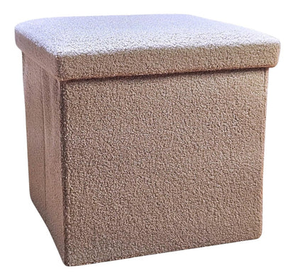 30" Taupe Boucle Ottoman With Storage
