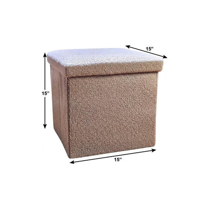 30" Taupe Boucle Ottoman With Storage