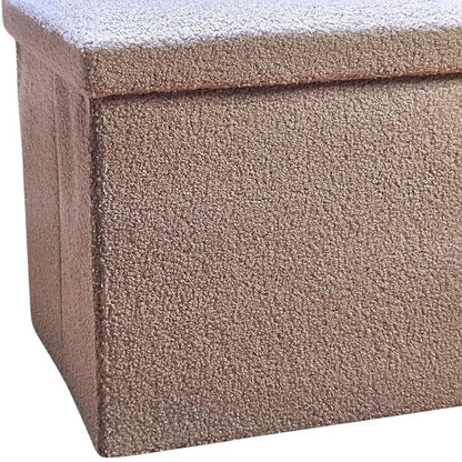 30" Taupe Boucle Ottoman With Storage