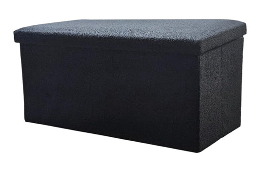 30" Black Boucle Ottoman With Storage