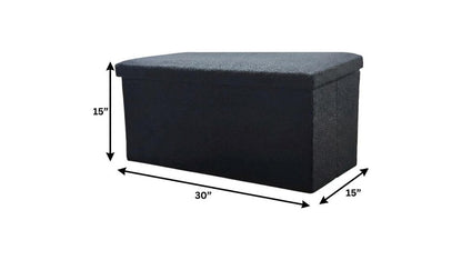30" Black Boucle Ottoman With Storage