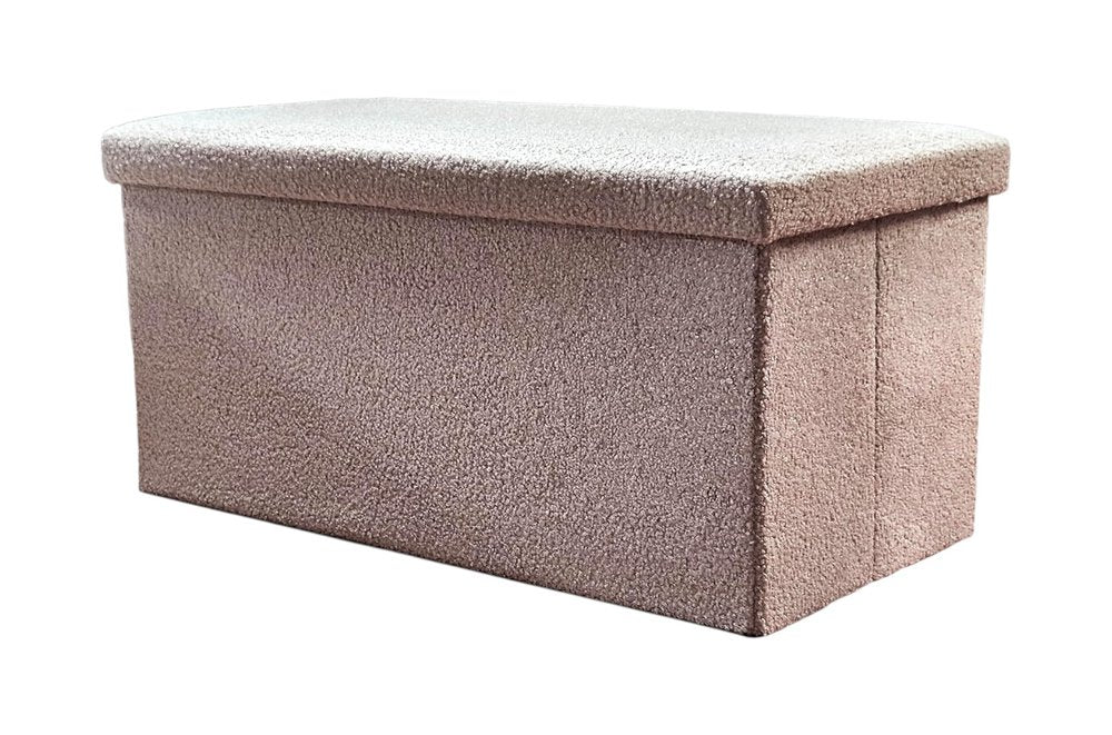 30" Taupe Boucle Ottoman With Storage