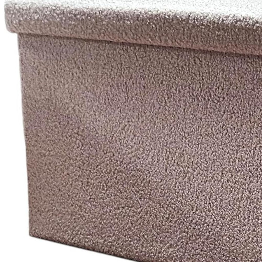 30" Taupe Boucle Ottoman With Storage