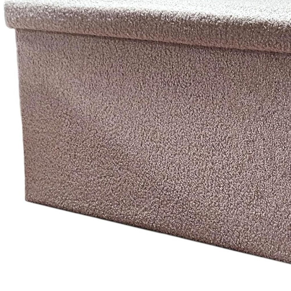 30" Taupe Boucle Ottoman With Storage