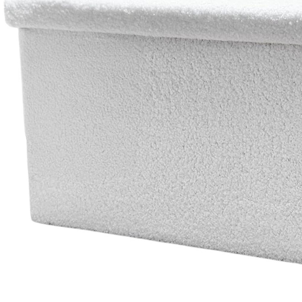 30" White Boucle Ottoman With Storage