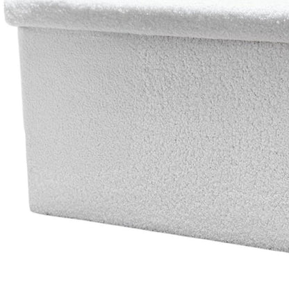 30" White Boucle Ottoman With Storage