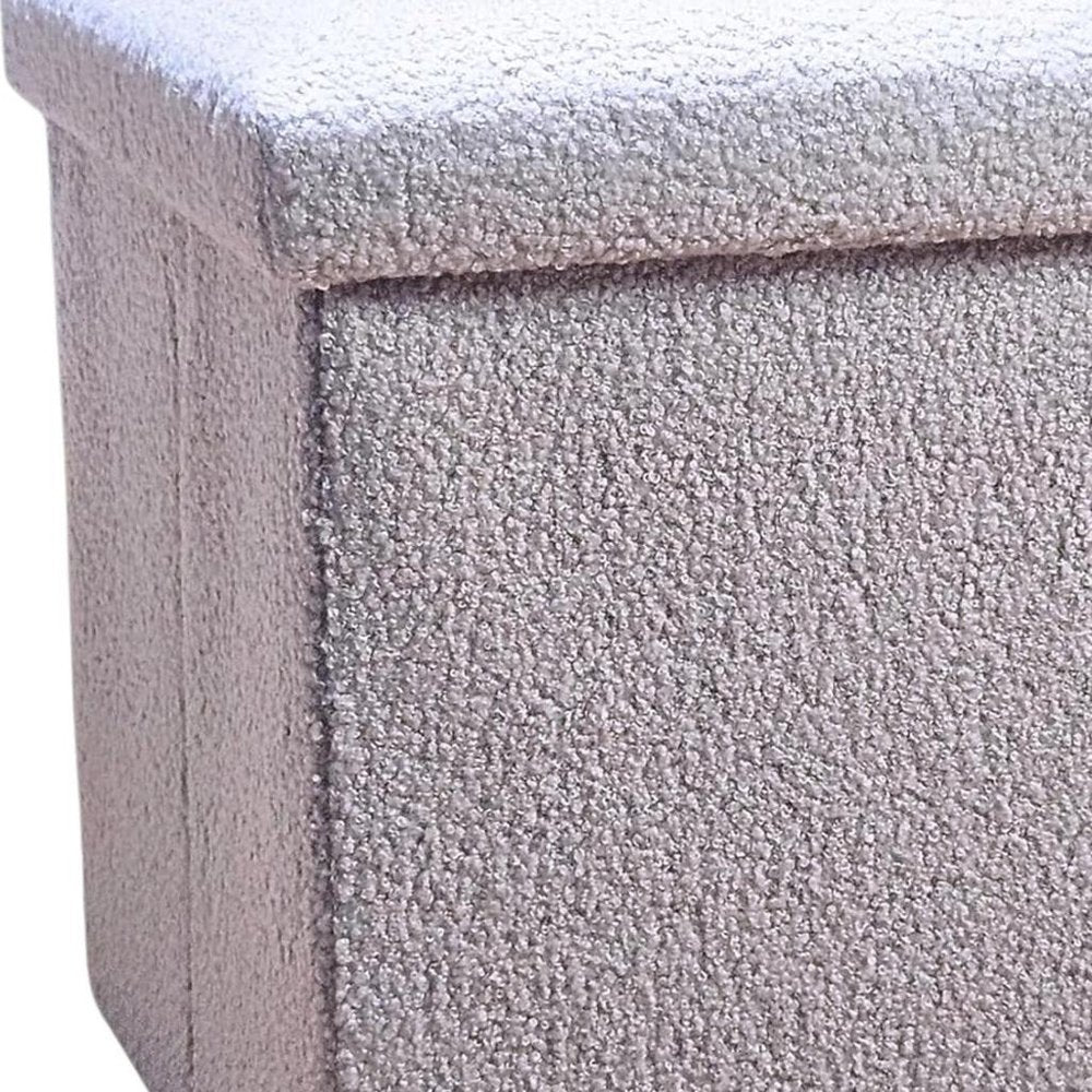 12" Gray Boucle Cube Ottoman With Storage