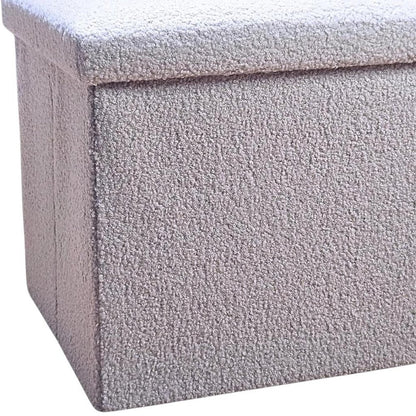 12" Gray Boucle Cube Ottoman With Storage