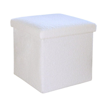 12" Taupe Boucle Cube Ottoman With Storage