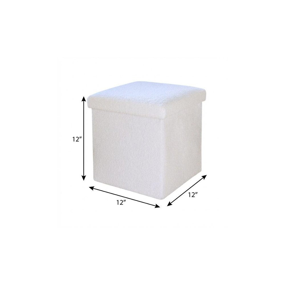 12" Taupe Boucle Cube Ottoman With Storage