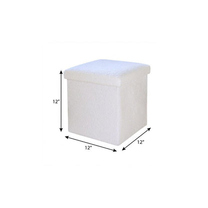 12" Taupe Boucle Cube Ottoman With Storage
