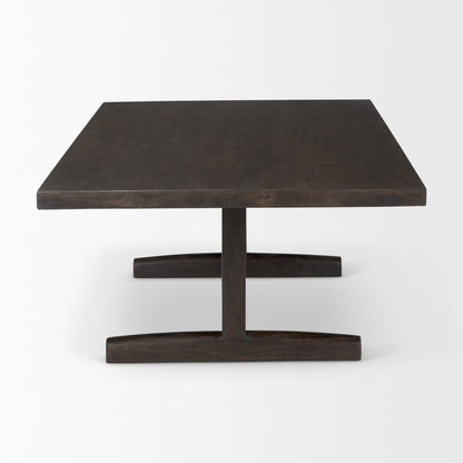 55" Dark Brown Solid Wood Double Pedestal Coffee Table