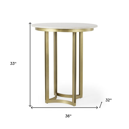 36" Gray Marble Pedestal Base Round Top Dining Table