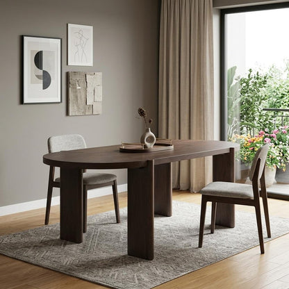 91" Brown Solid Wood Oval Dining Table
