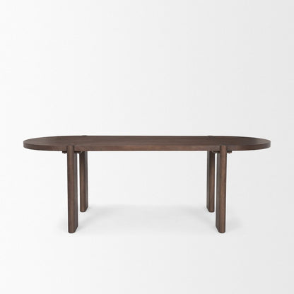 91" Brown Solid Wood Oval Dining Table