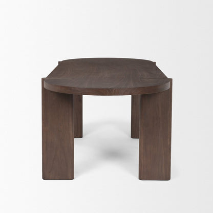 91" Brown Solid Wood Oval Dining Table