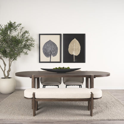 91" Brown Solid Wood Oval Dining Table