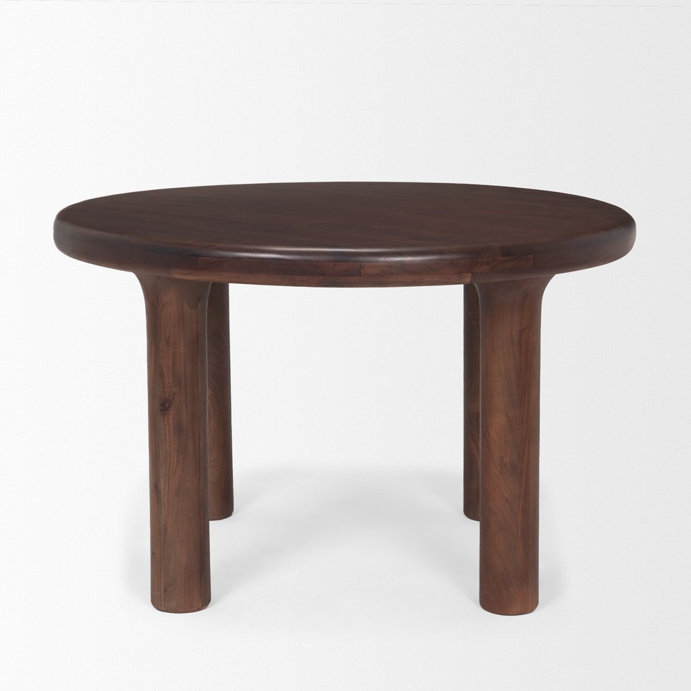 48" Brown Solid Wood Round Top Dining Table