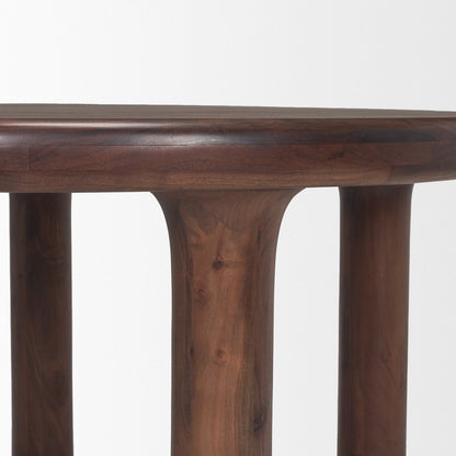 48" Brown Solid Wood Round Top Dining Table