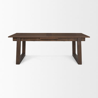 106" Dark Brown Solid Wood Self-Storing Leaf Sled Base Extendable Dining Table