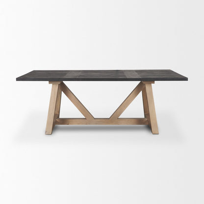 84" Black and Brown Solid Wood Trestle Base Dining Table