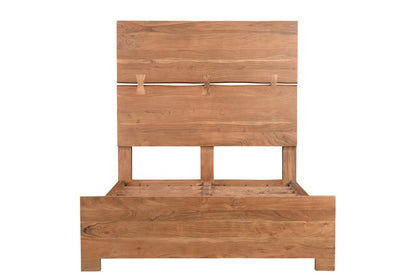Brown Live Edge Bow Joint Solid Wood Queen Bed Frame