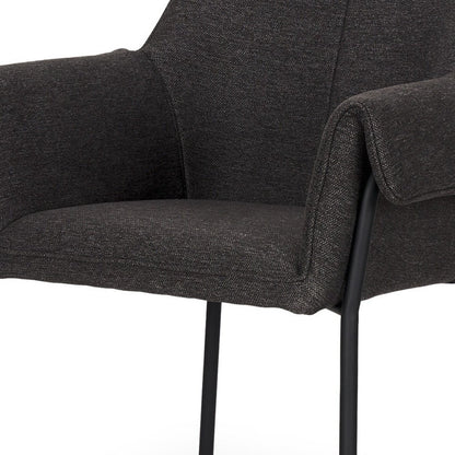 Set of Two Gray and Black Fabric Dining Arm Chairs