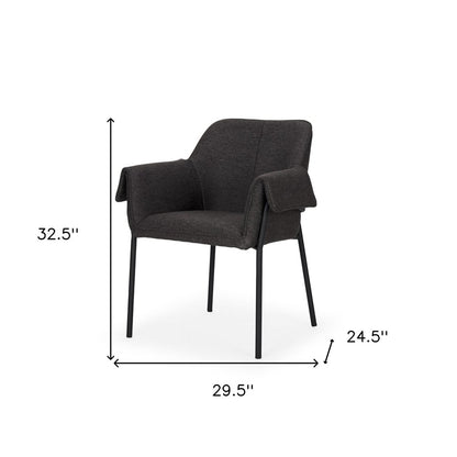 Set of Two Gray and Black Fabric Dining Arm Chairs