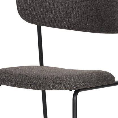 Set of Two Gray and Black Fabric Open Back Dining Side Chairs