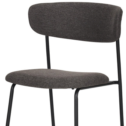 Set of Two Gray and Black Fabric Open Back Dining Side Chairs
