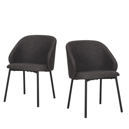 Set of Two Gray and Black Fabric Dining Side Chairs