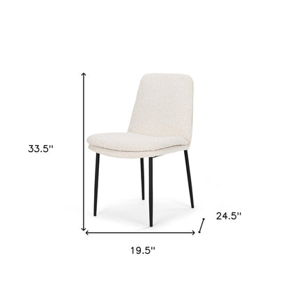 Set of Two Cream and Black Boucle Dining Side Chairs