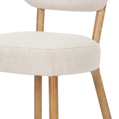 Set of Two Beige and Brown Fabric Open Back Dining Side Chairs