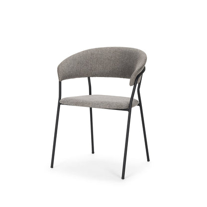 Set of Two Gray and Black Fabric Open Back Dining Arm Chairs