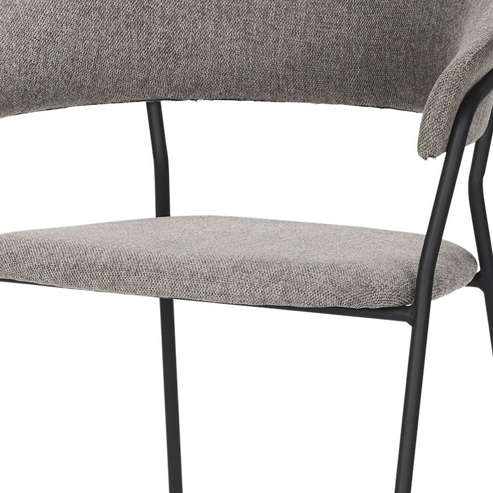 Set of Two Gray and Black Fabric Open Back Dining Arm Chairs