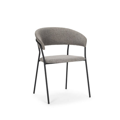 Set of Two Gray and Black Fabric Open Back Dining Arm Chairs