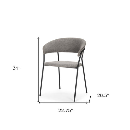 Set of Two Gray and Black Fabric Open Back Dining Arm Chairs