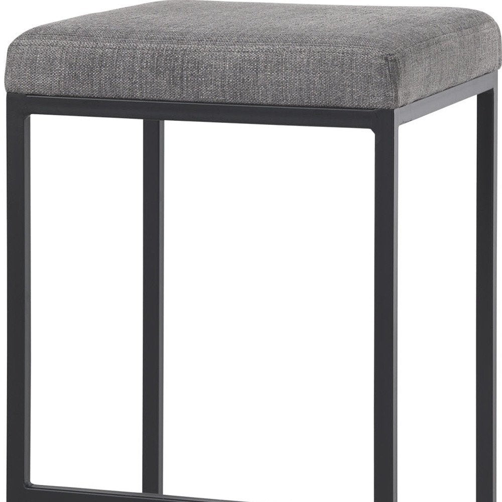 30" Gray And Black Fabric And Iron Backless Bar Height Bar Chair