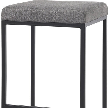 30" Gray And Black Fabric And Iron Backless Bar Height Bar Chair
