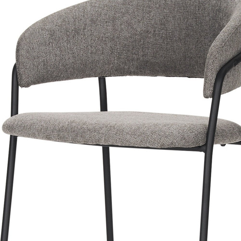 26" Gray And Black Fabric And Metal Counter Height Bar Chair