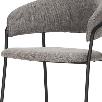 26" Gray And Black Fabric And Metal Counter Height Bar Chair