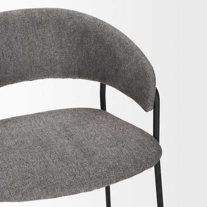 26" Gray And Black Fabric And Metal Counter Height Bar Chair