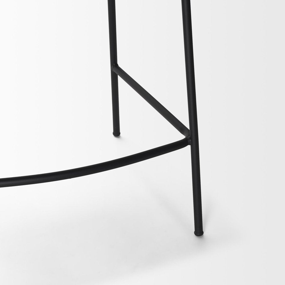 26" Gray And Black Fabric And Metal Counter Height Bar Chair