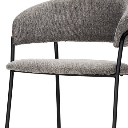30" Gray And Black Fabric And Metal Bar Height Bar Chair