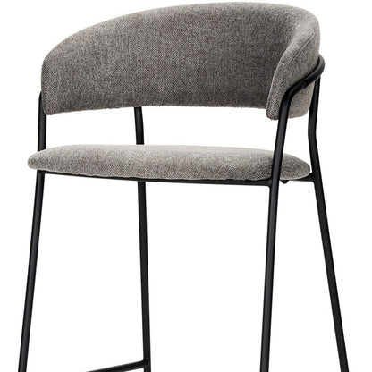 30" Gray And Black Fabric And Metal Bar Height Bar Chair