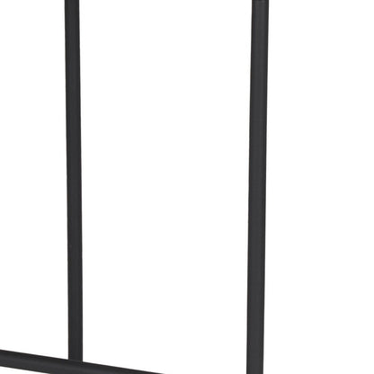 26" Natural And Black Solid Wood And Iron Backless Counter Height Bar Chair